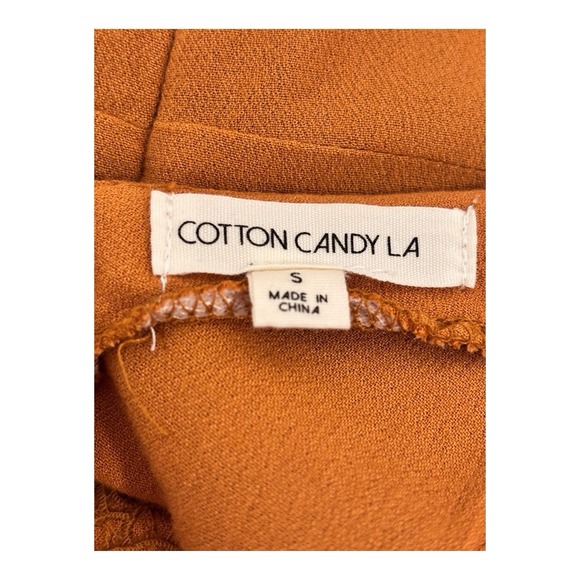 Cotton Candy LA Jumpsuit Womens Small Mustard Yellow Rayon Crepe‎ Wide Leg Boho - Picture 3 of 12